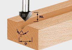 Фреза для выборки V- образного паза HW FESTOOL HW S8 D14/7/90° (490999)